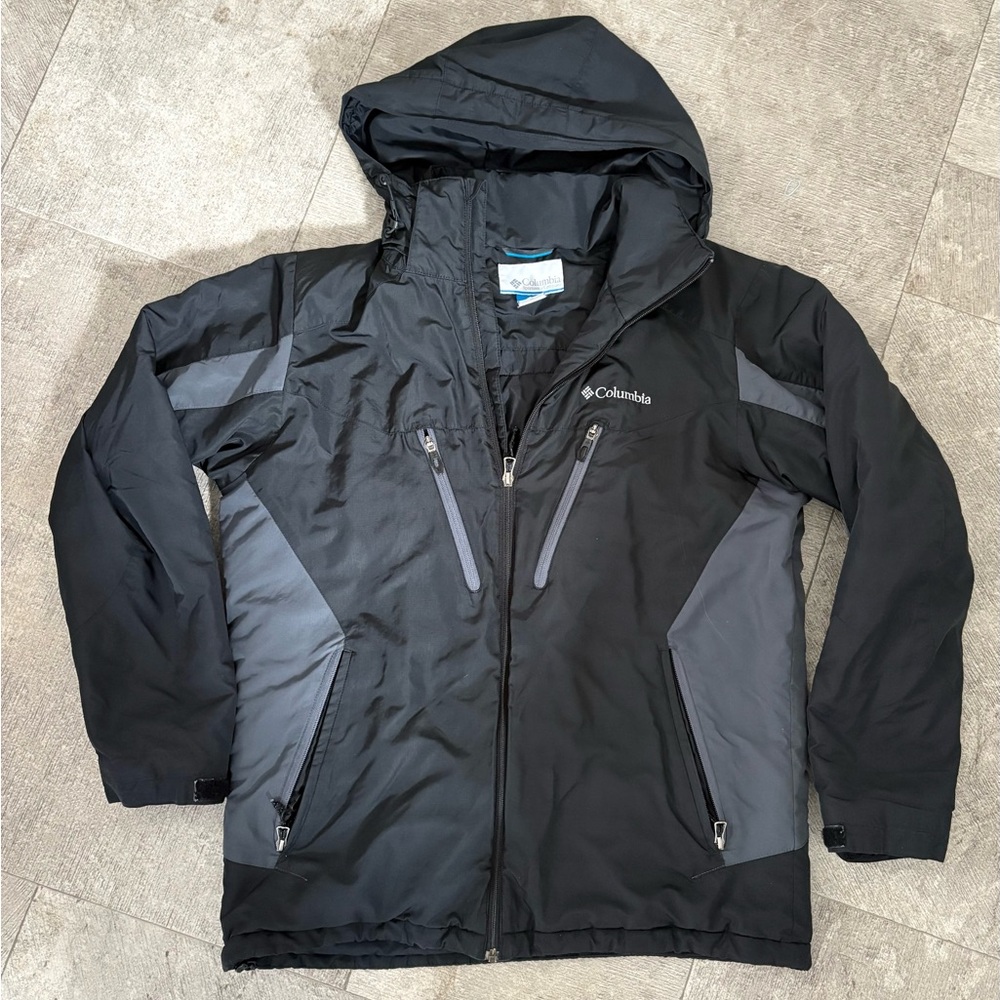 Columbia Black and Gray Hooded Ski Jacket